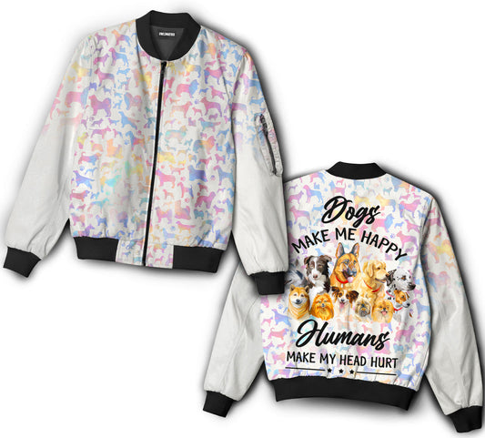Dogs make me happy - Bomber jacket - BOMJ02TNH030921 - Owls Matrix LTD