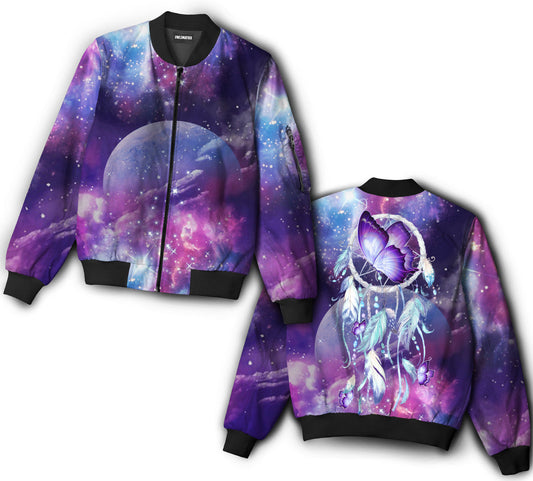 Butterfly loves dreamcatcher and moon- Bomber jacket - BOMJ07TNH060921-Owls Matrix