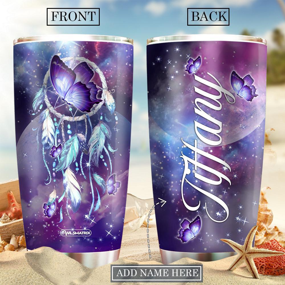 Butterfly Loves Purple Dreamcatcher Personalized 20 Oz Tumbler For Coffee Travel And Daily Drinks