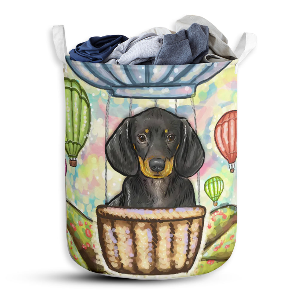 Dachshund And Air Balloon Laundry Basket For Bathroom Bedroom Storage