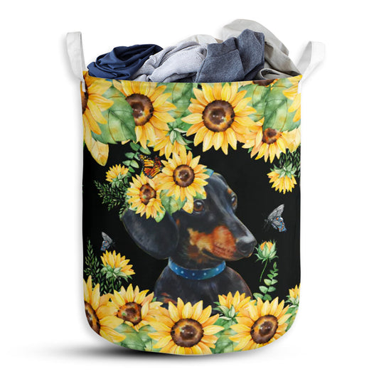 Dachshund And Sunflower Laundry Basket For Bathroom Bedroom Storage