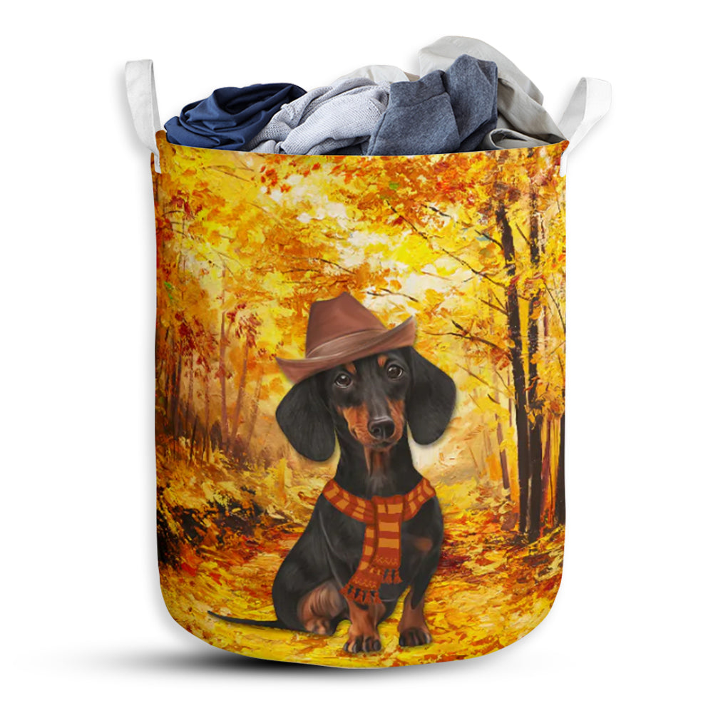 Dachshund Autumn Dreamy Laundry Basket For Bathroom Bedroom Storage