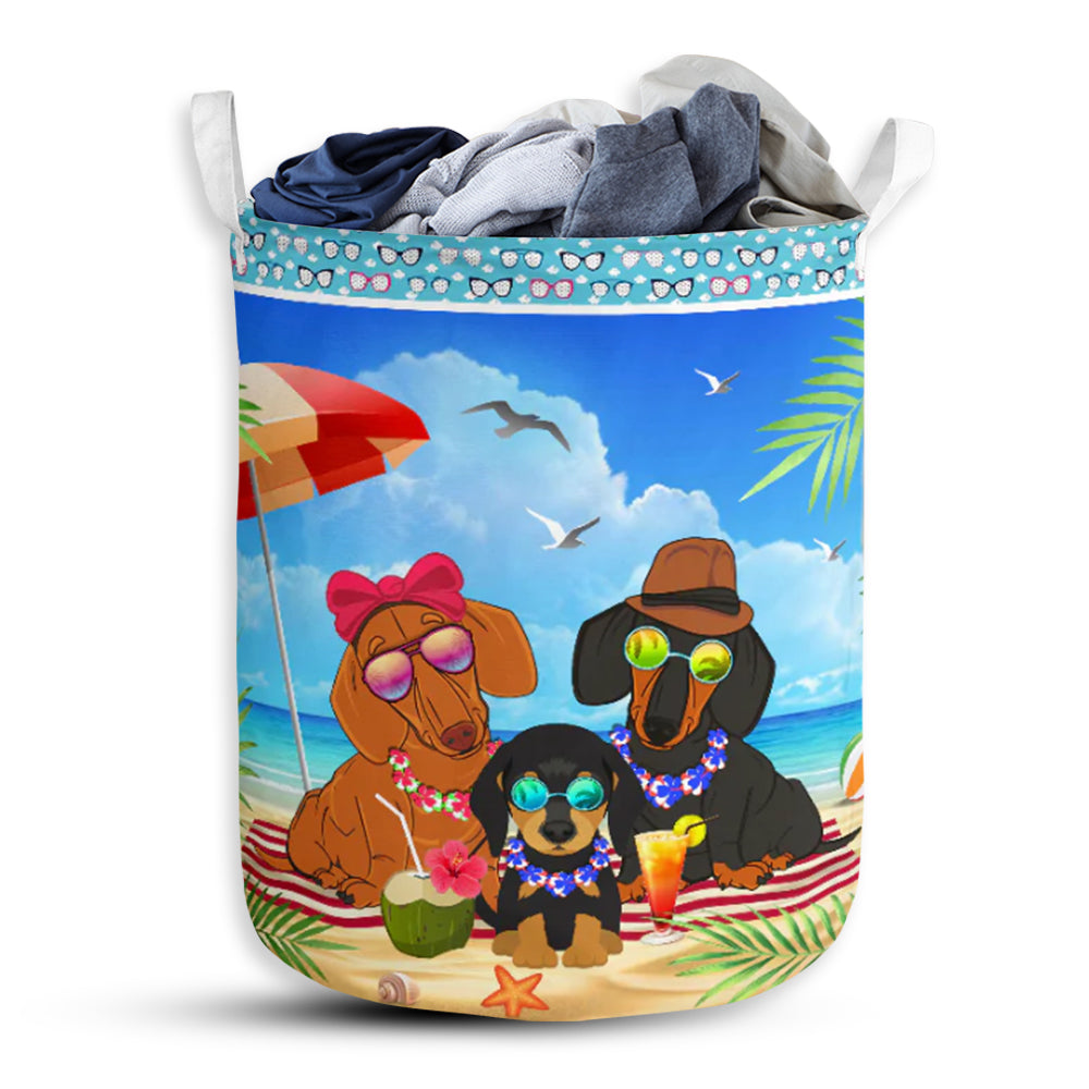 Dachshund Beach Summer Laundry Basket For Bathroom Bedroom Storage