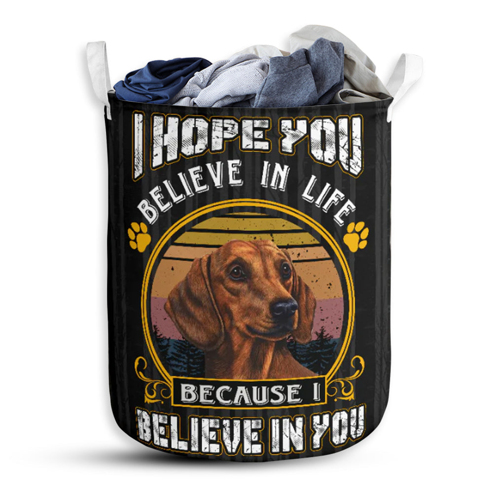 Dachshund Believe In You Laundry Basket For Bathroom Bedroom Storage