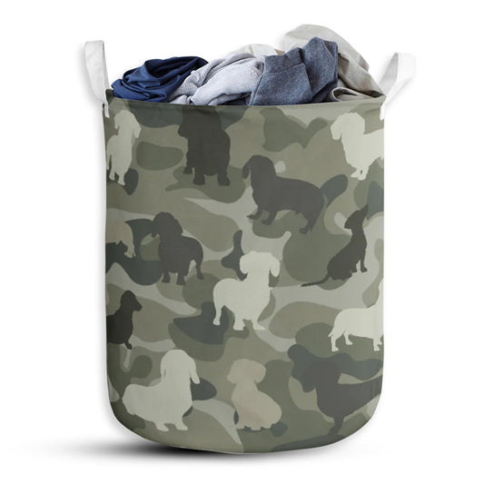 Dachshund Camo Style Laundry Basket For Bathroom Bedroom Storage