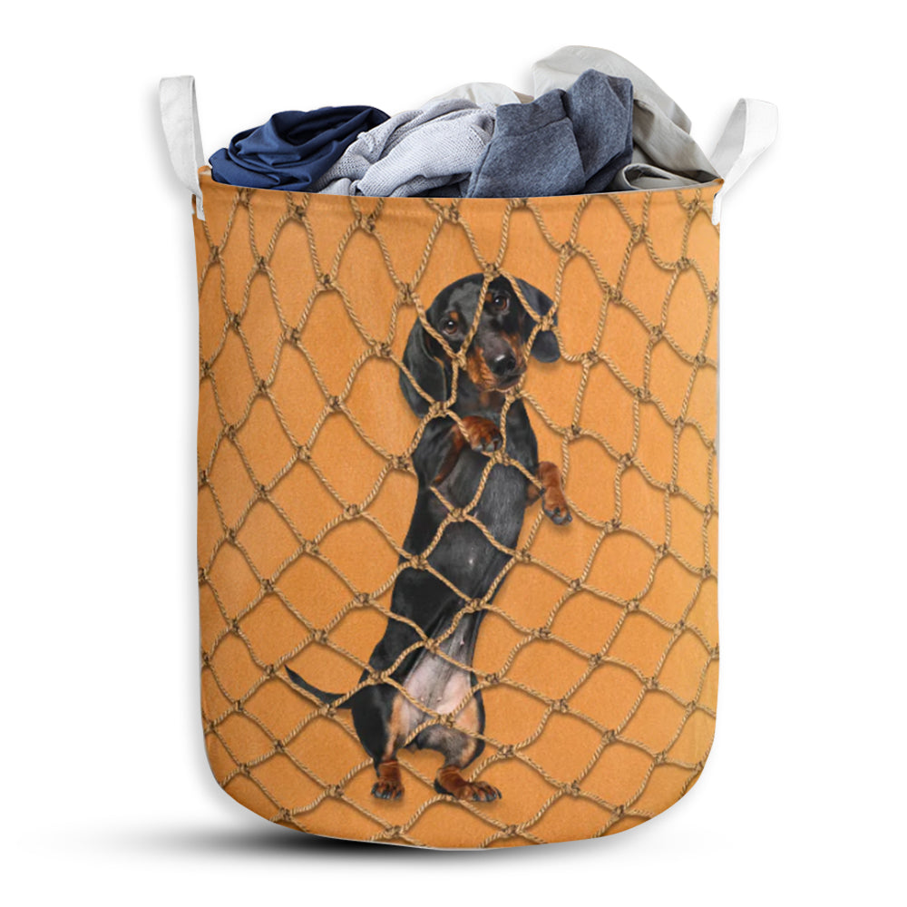 Dachshund Climb On Rope Net Laundry Basket For Bathroom Bedroom Storage