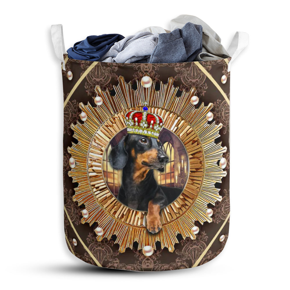 Dachshund Crown Royal Laundry Basket For Bathroom Bedroom Storage