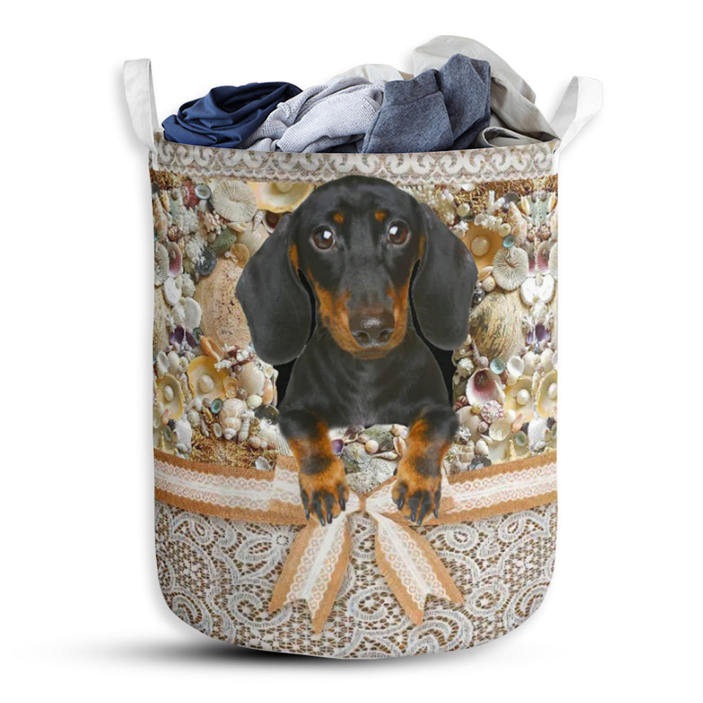 Dachshund Diamond Lace Laundry Basket For Bathroom Bedroom Storage