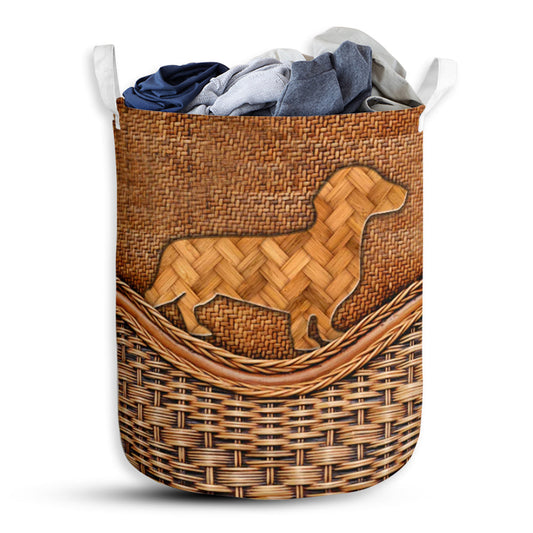 Dachshund Dog V2 Rattan Texture Laundry Basket For Bathroom Bedroom Storage