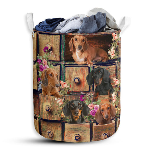 Dachshund Drawer Floral Style Laundry Basket For Bathroom Bedroom Storage