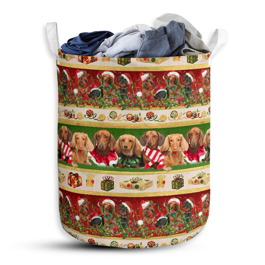 Dachshund Funny Christmas Laundry Basket For Bathroom Bedroom Storage