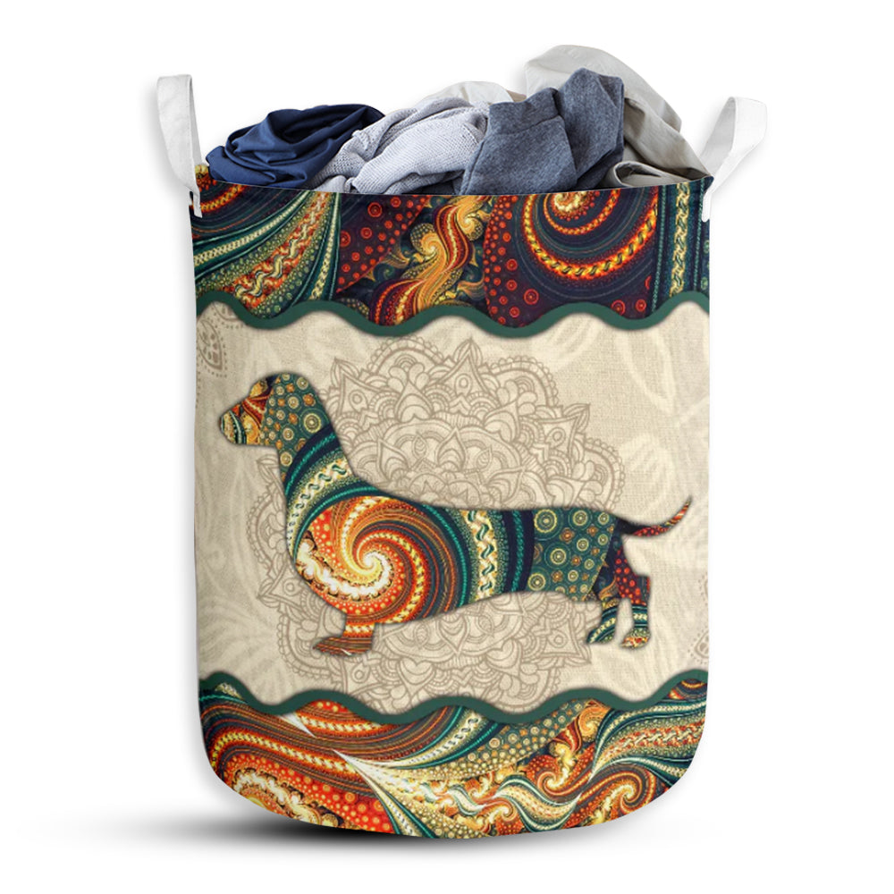 Dachshund Galaxy Mandala Style Laundry Basket For Bathroom Bedroom Storage