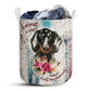 Dachshund Grunge Wood Laundry Basket For Bathroom Bedroom Storage