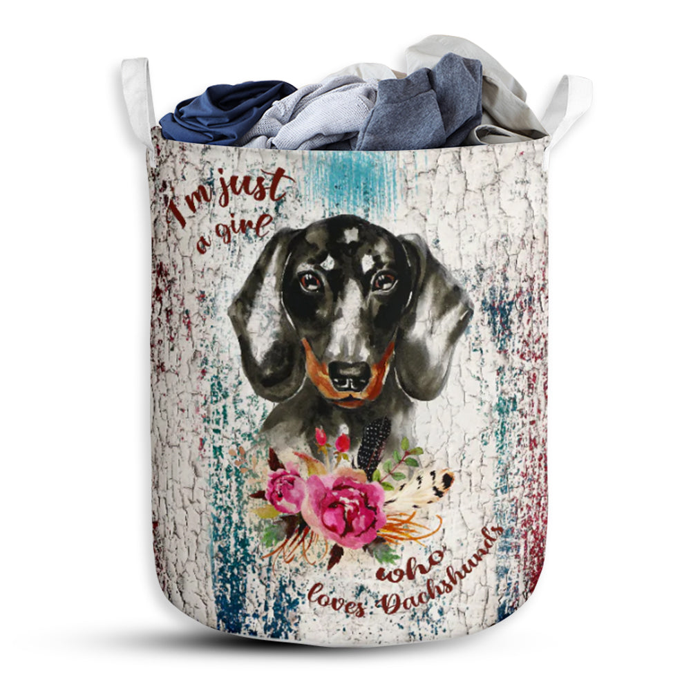 Dachshund Grunge Wood Laundry Basket For Bathroom Bedroom Storage