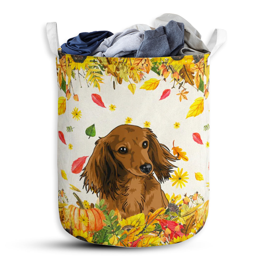 Dachshund Halloween Fall Laundry Basket For Bathroom Bedroom Storage