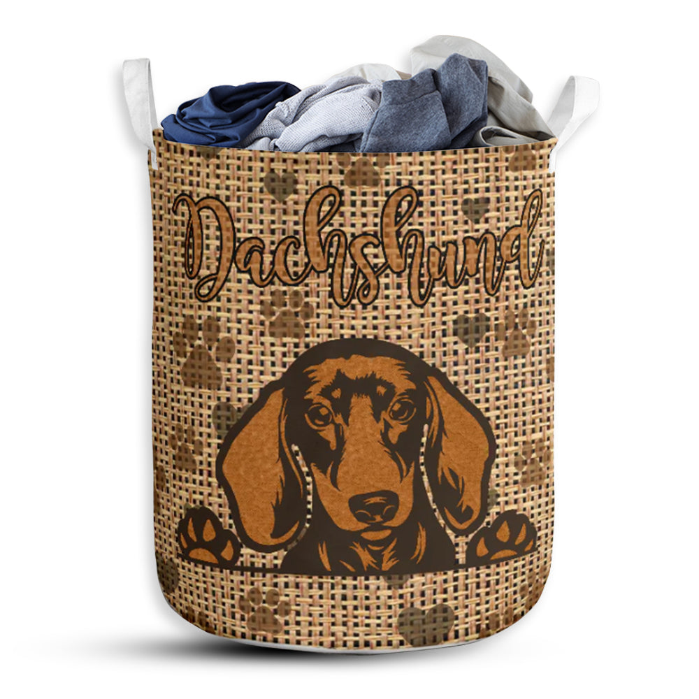 Dachshund Heart Brown Laundry Basket For Bathroom Bedroom Storage