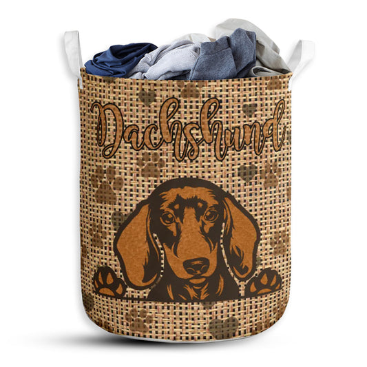 Dachshund Heart Brown Laundry Basket For Bathroom Bedroom Storage