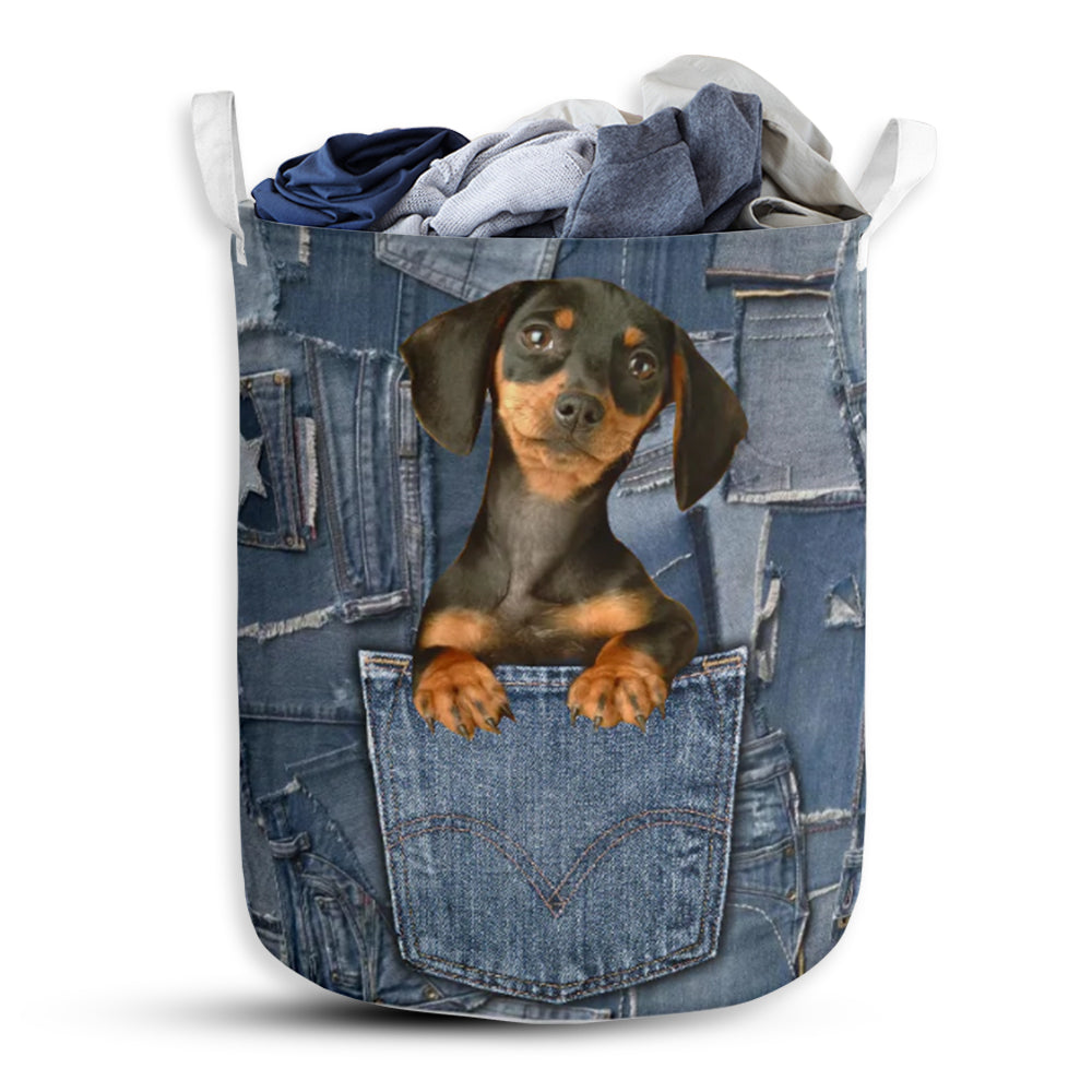 Dachshund Jean Laundry Basket For Bathroom Bedroom Storage