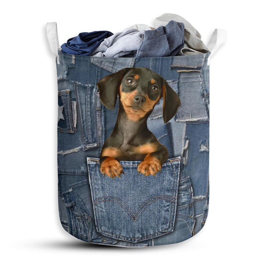 Dachshund Jean Laundry Basket For Bathroom Bedroom Storage