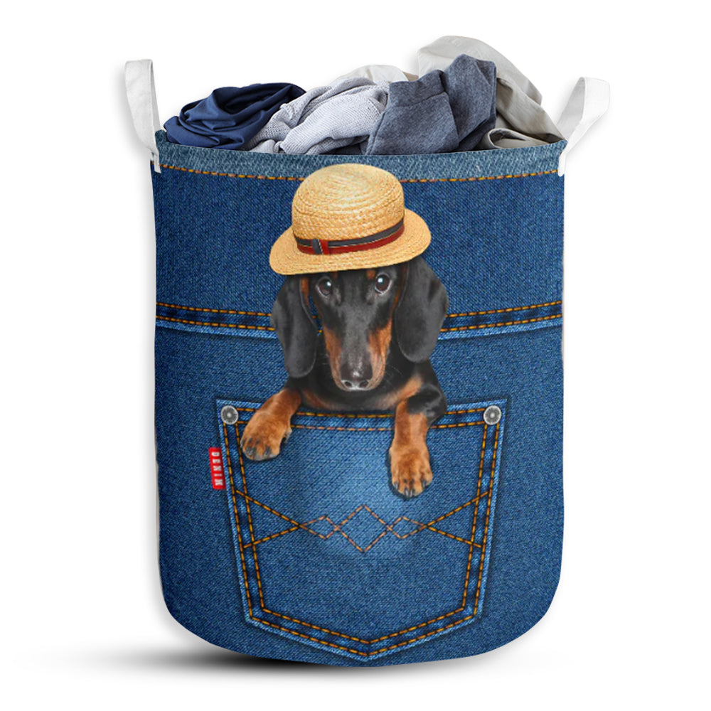 Dachshund Jean So Cute Laundry Basket For Bathroom Bedroom Storage