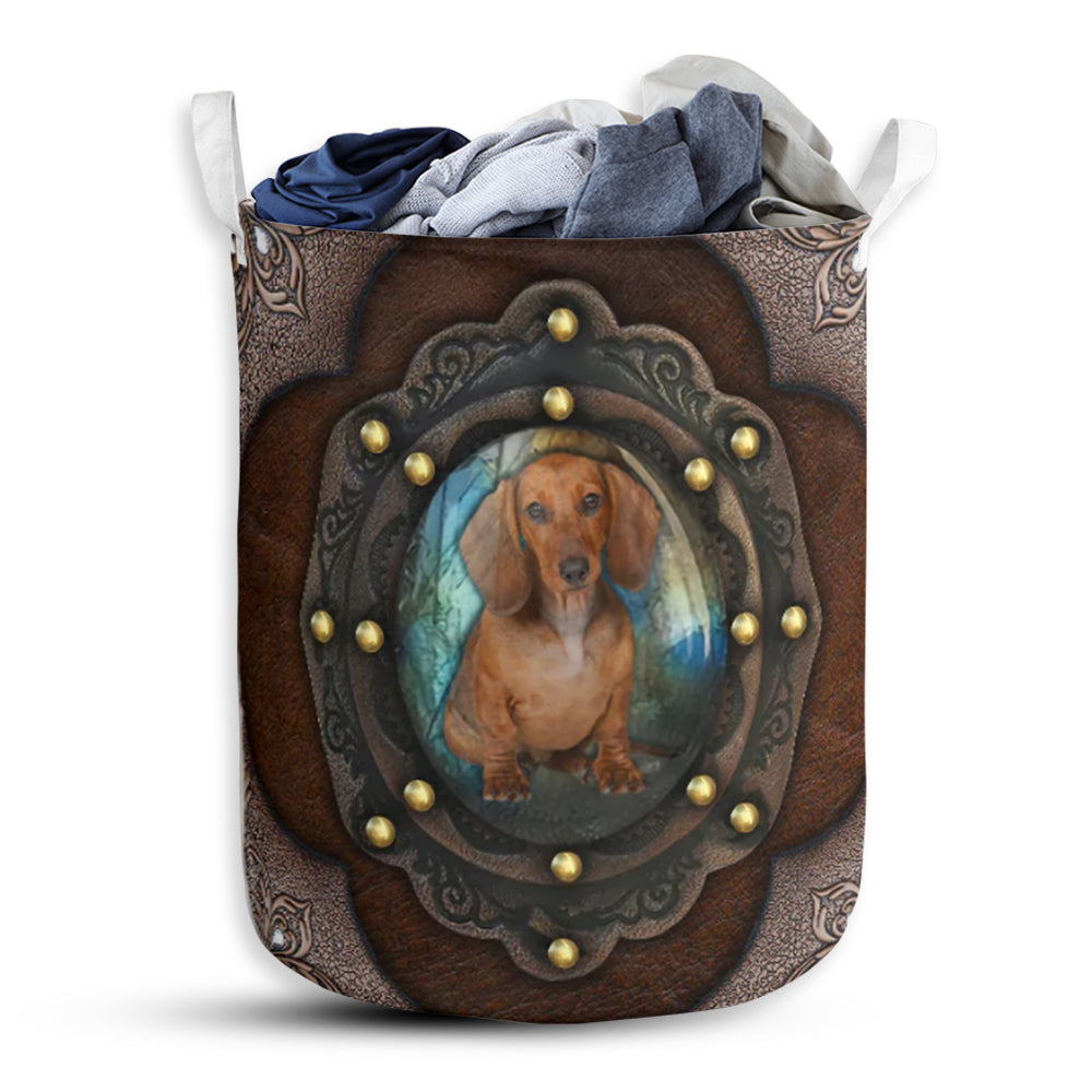 Dachshund Leather Laundry Basket For Bathroom Bedroom Storage