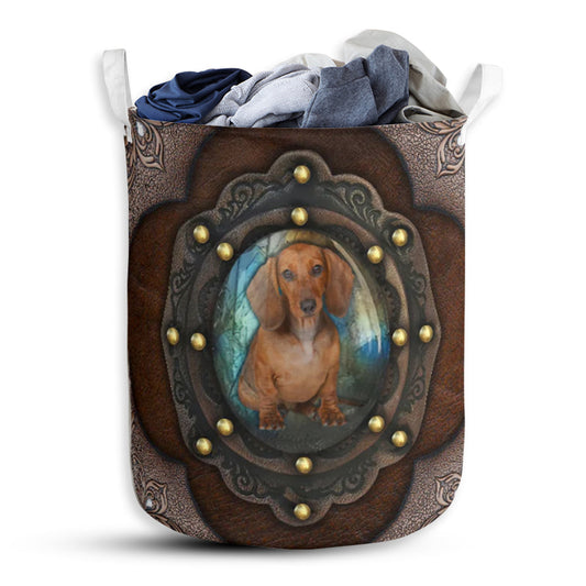 Dachshund Leather Laundry Basket For Bathroom Bedroom Storage