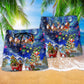 Dachshund Christmas Night Beach Shorts Pattern Detail For Island Trips And Casual Outdoor Comfort