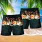 Green Tropical Dachshund Beach Shorts Pattern Detail For Seaside Leisure And Travel Ready Comfort