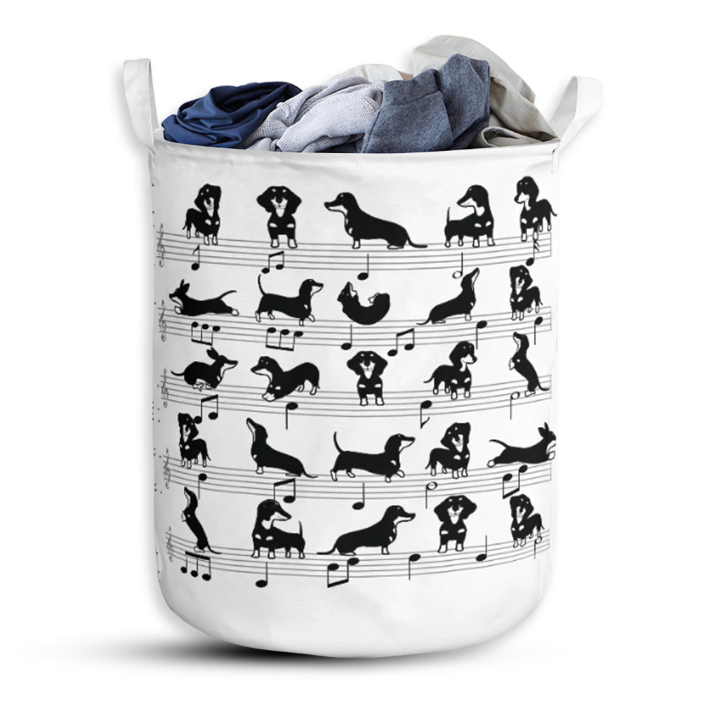 Dachshund Music Laundry Basket For Bathroom Bedroom Storage