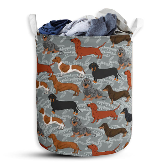 Dachshund Native Pattern Laundry Basket For Bathroom Bedroom Storage