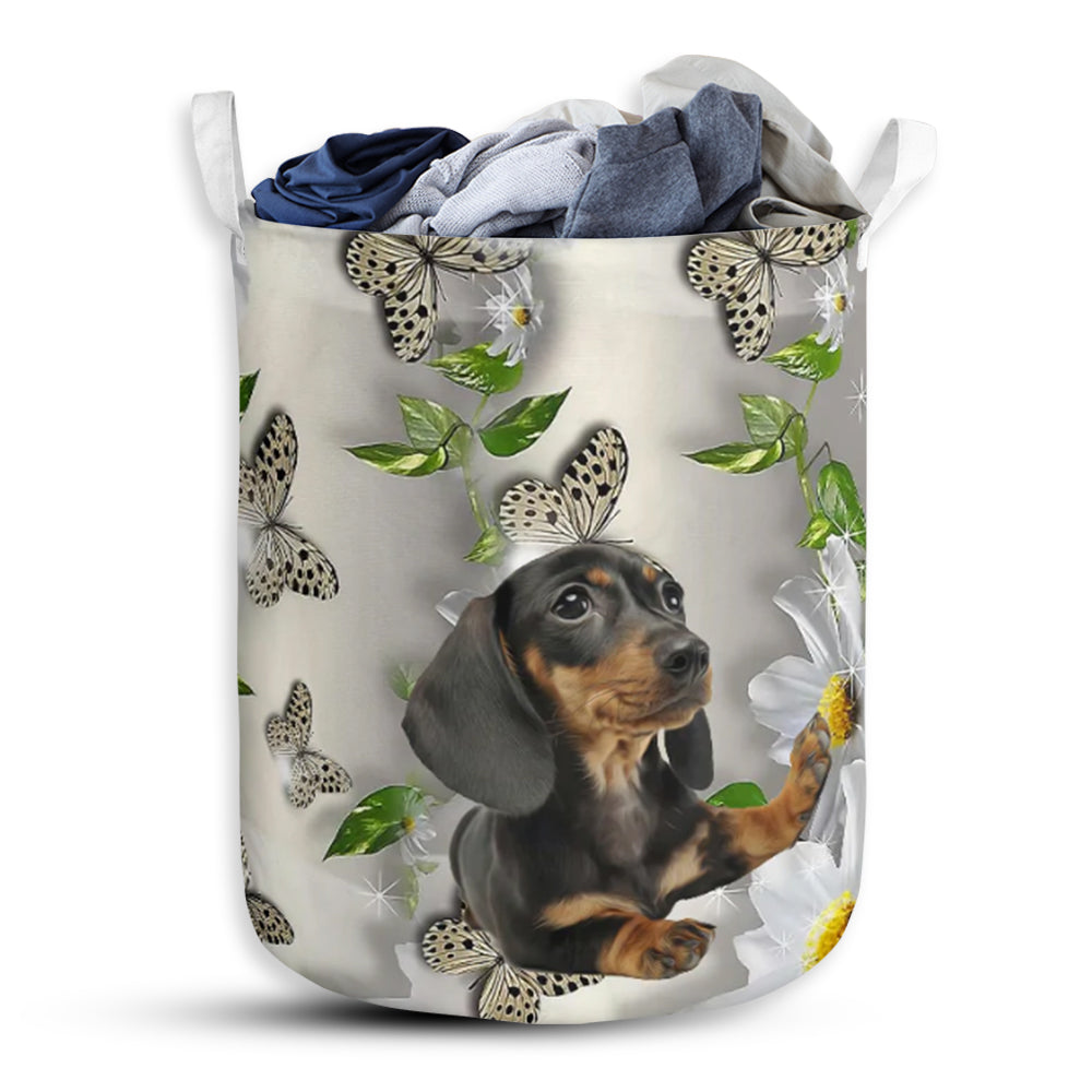 Dachshund Oil Painting Laundry Basket For Bathroom Bedroom Storage