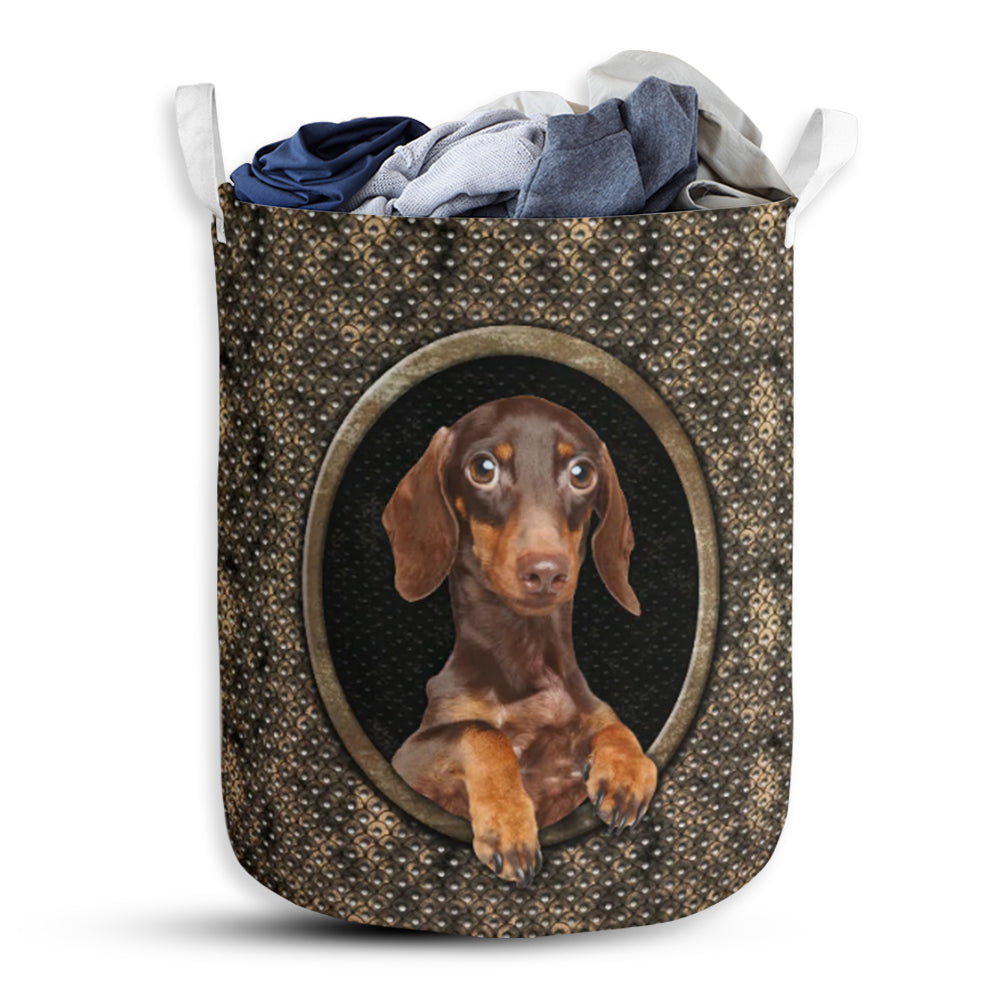 Dachshund Oval Metal Laundry Basket For Bathroom Bedroom Storage