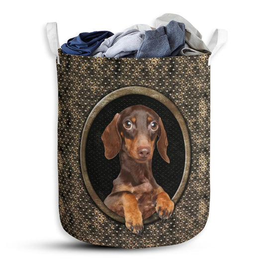 Dachshund Oval Metal Laundry Basket For Bathroom Bedroom Storage