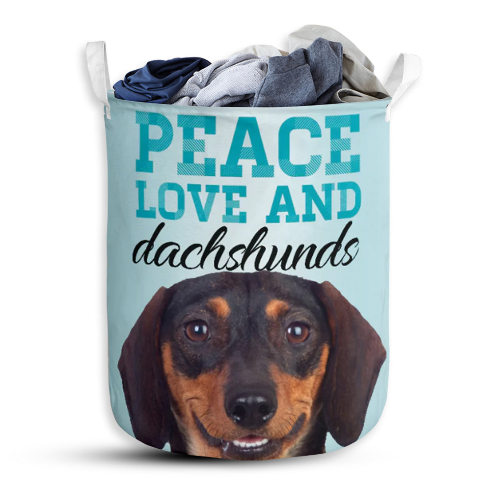Dachshund Peace Love Laundry Basket For Bathroom Bedroom Storage
