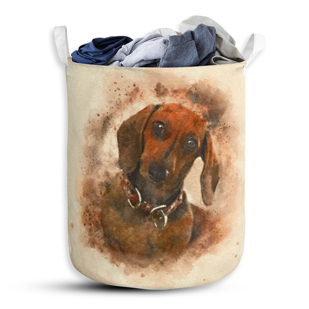 Dachshund Portrait Laundry Basket For Bathroom Bedroom Storage