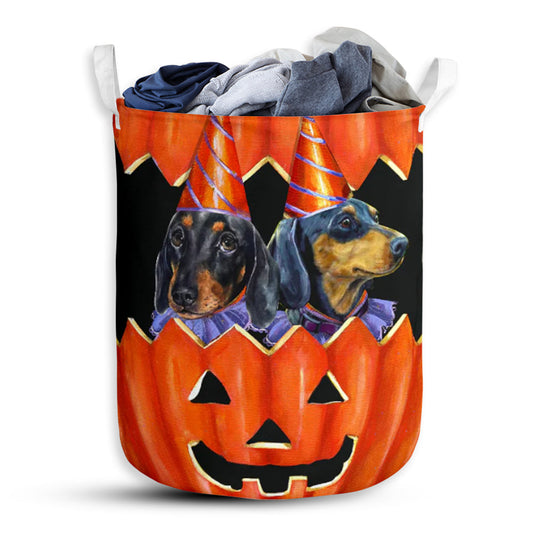 Dachshund Pumpkin Painting Laundry Basket For Bathroom Bedroom Storage