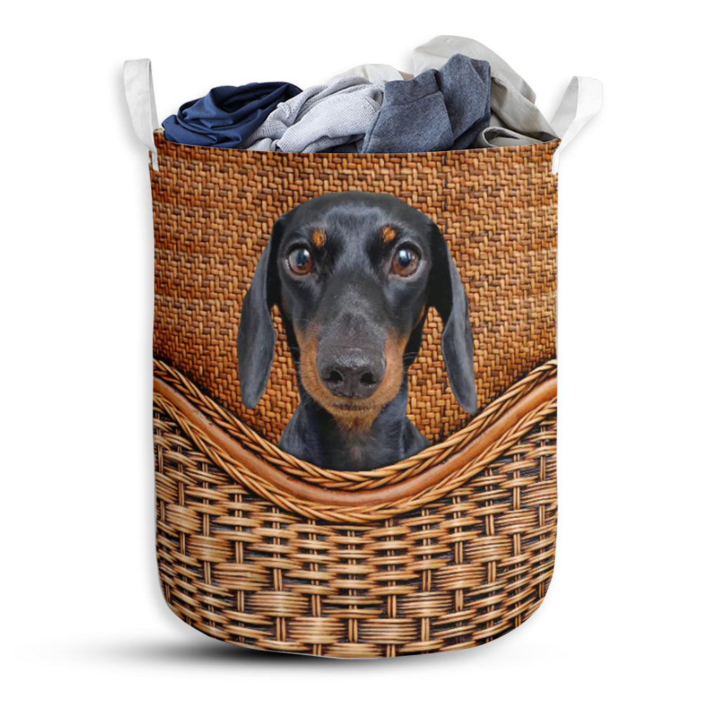 Dachshund Rattan Handmade Laundry Basket For Farmhouse Bathroom Bedroom Laundry Room And Home Decor