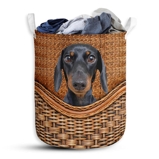 Dachshund Rattan Handmade Laundry Basket For Farmhouse Bathroom Bedroom Laundry Room And Home Decor