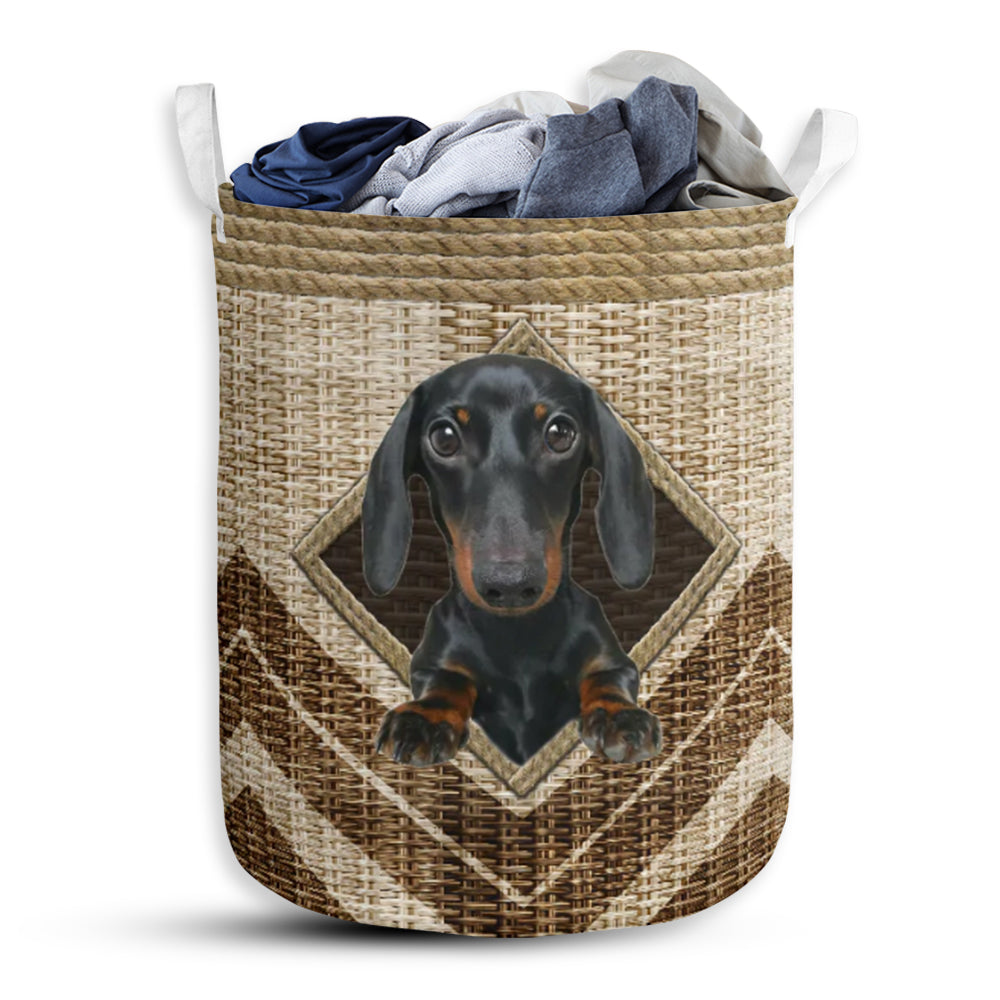 Dachshund Rope Handmade Laundry Basket For Bathroom Bedroom Storage
