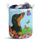 Dachshund Spring Autumn Butterfly Laundry Basket For Bathroom Bedroom Storage