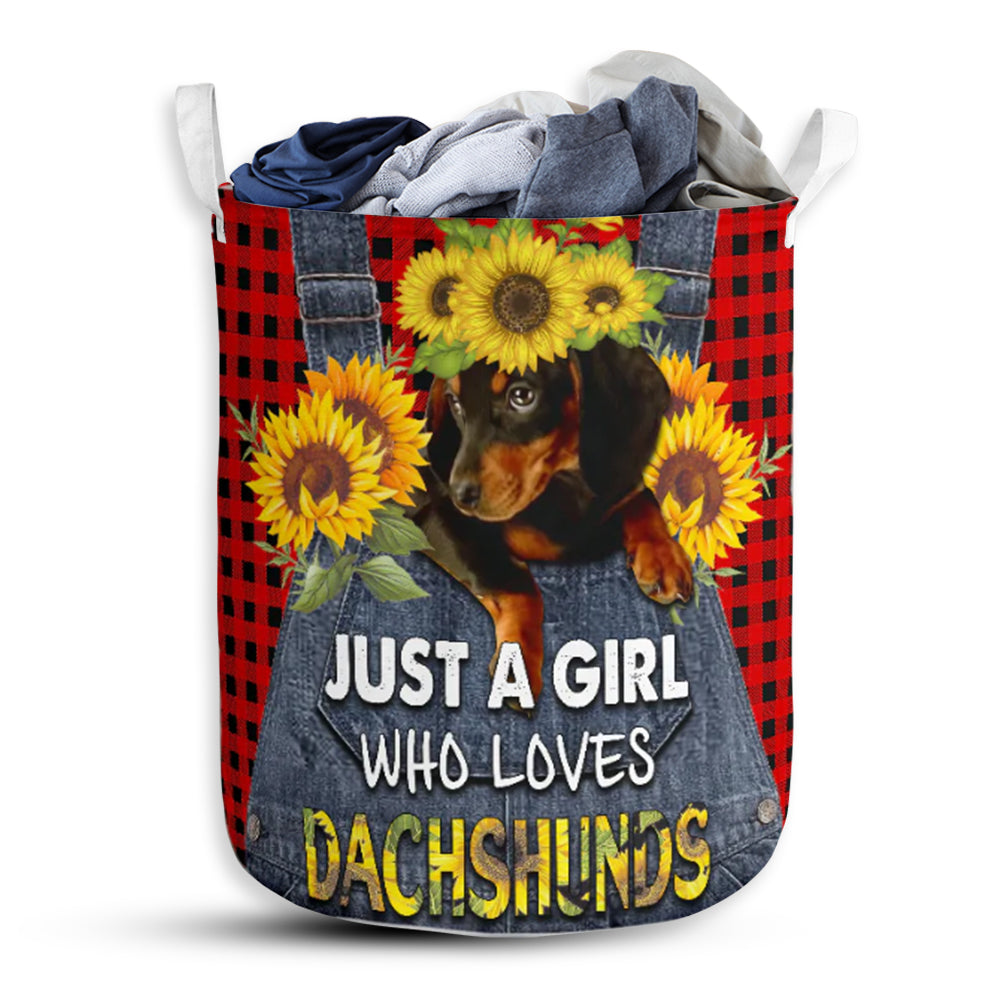 Dachshund Sunflower Jean Set Laundry Basket For Bathroom Bedroom Storage