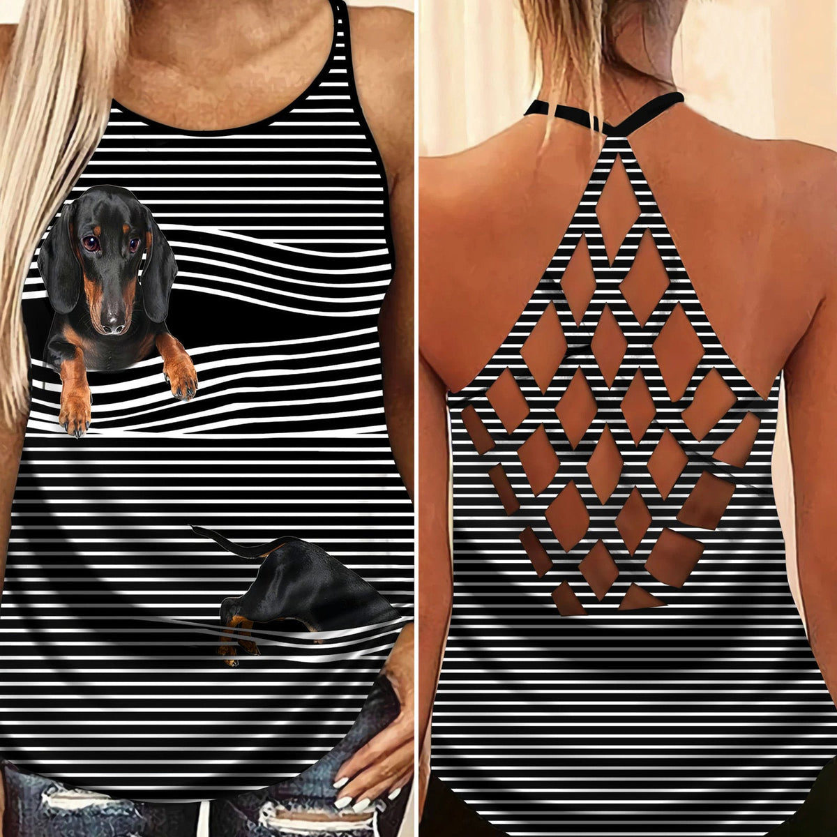 Dachshund Love Summer Hollow Tank Top For Fitness Sessions And Summer Events