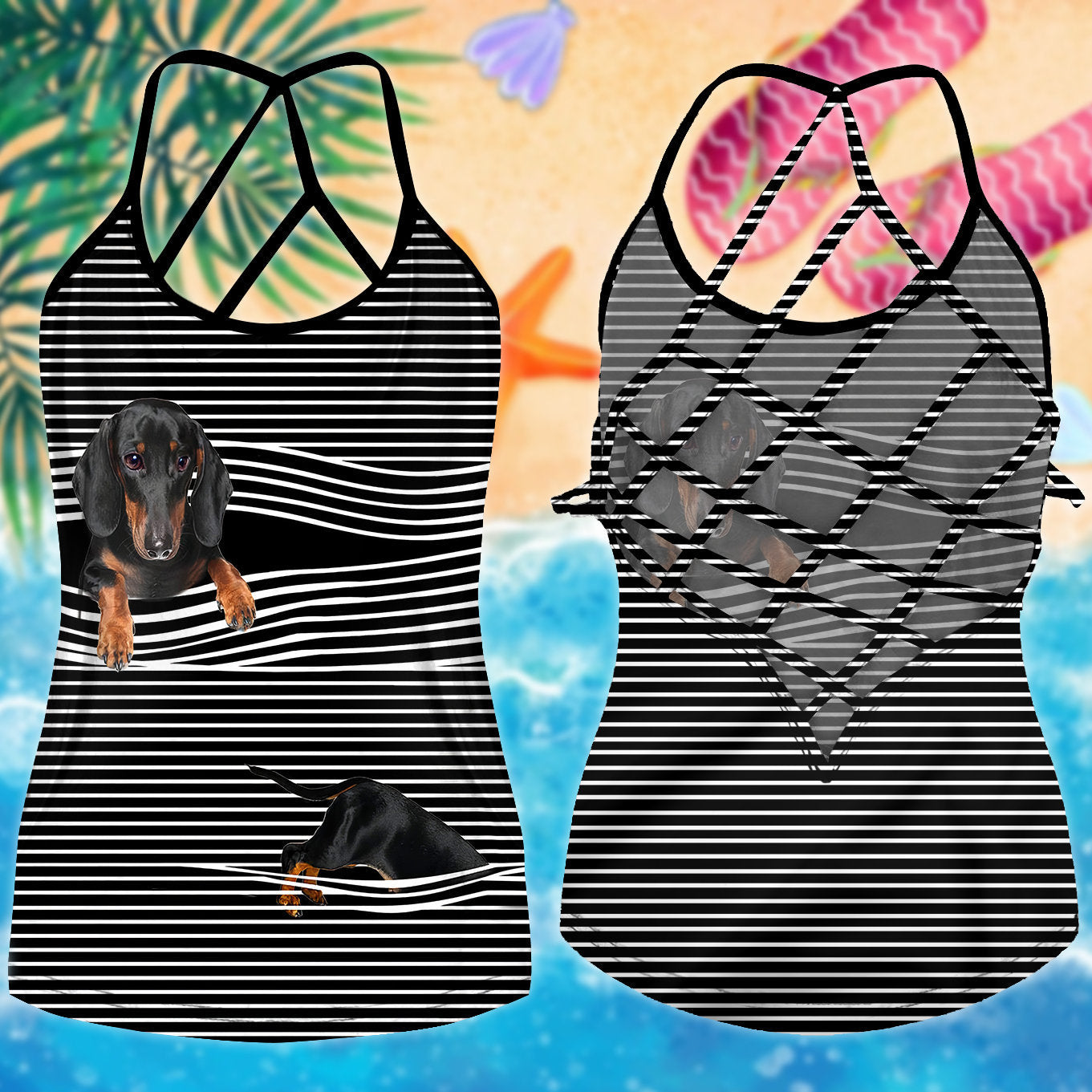 Dachshund Love Summer Hollow Tank Top For Fitness Sessions And Summer Events