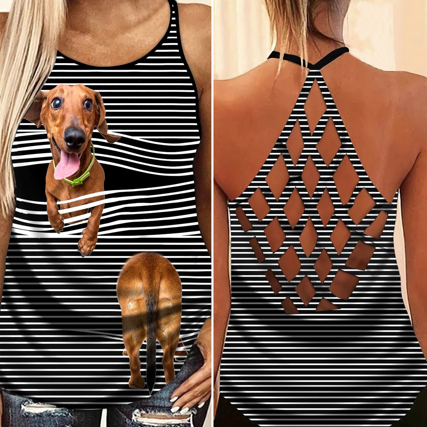 Dachshund Love Summer Hollow Tank Top For Outdoor Activities And Athleisure