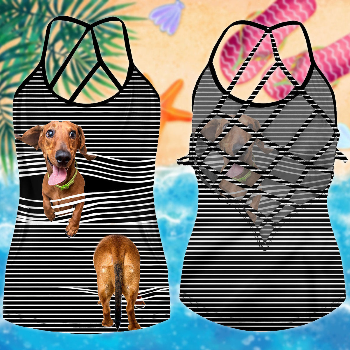 Dachshund Love Summer Hollow Tank Top For Outdoor Activities And Athleisure