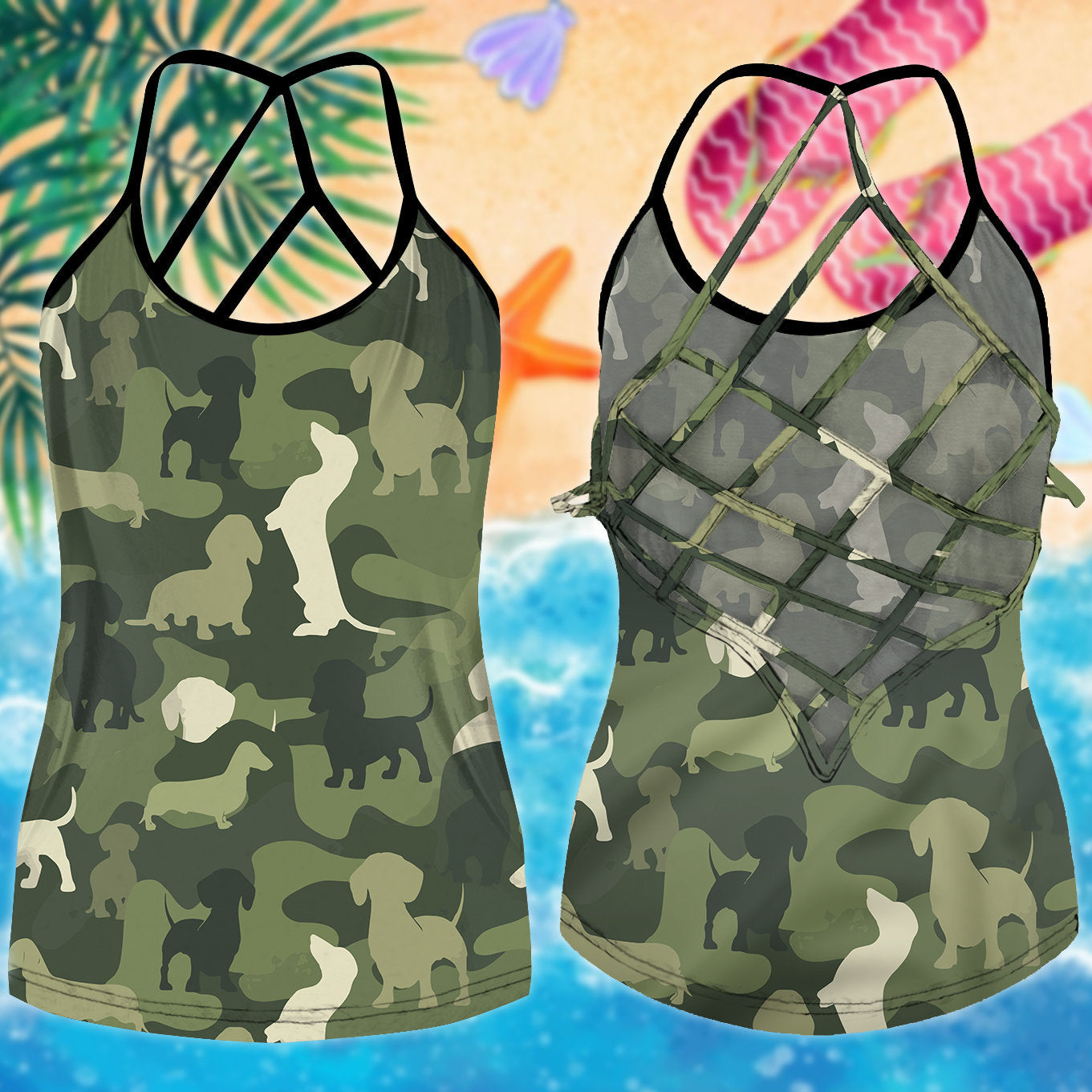 Dachshund Love Summer Hollow Tank Top For Studio Workouts And Casual Wear