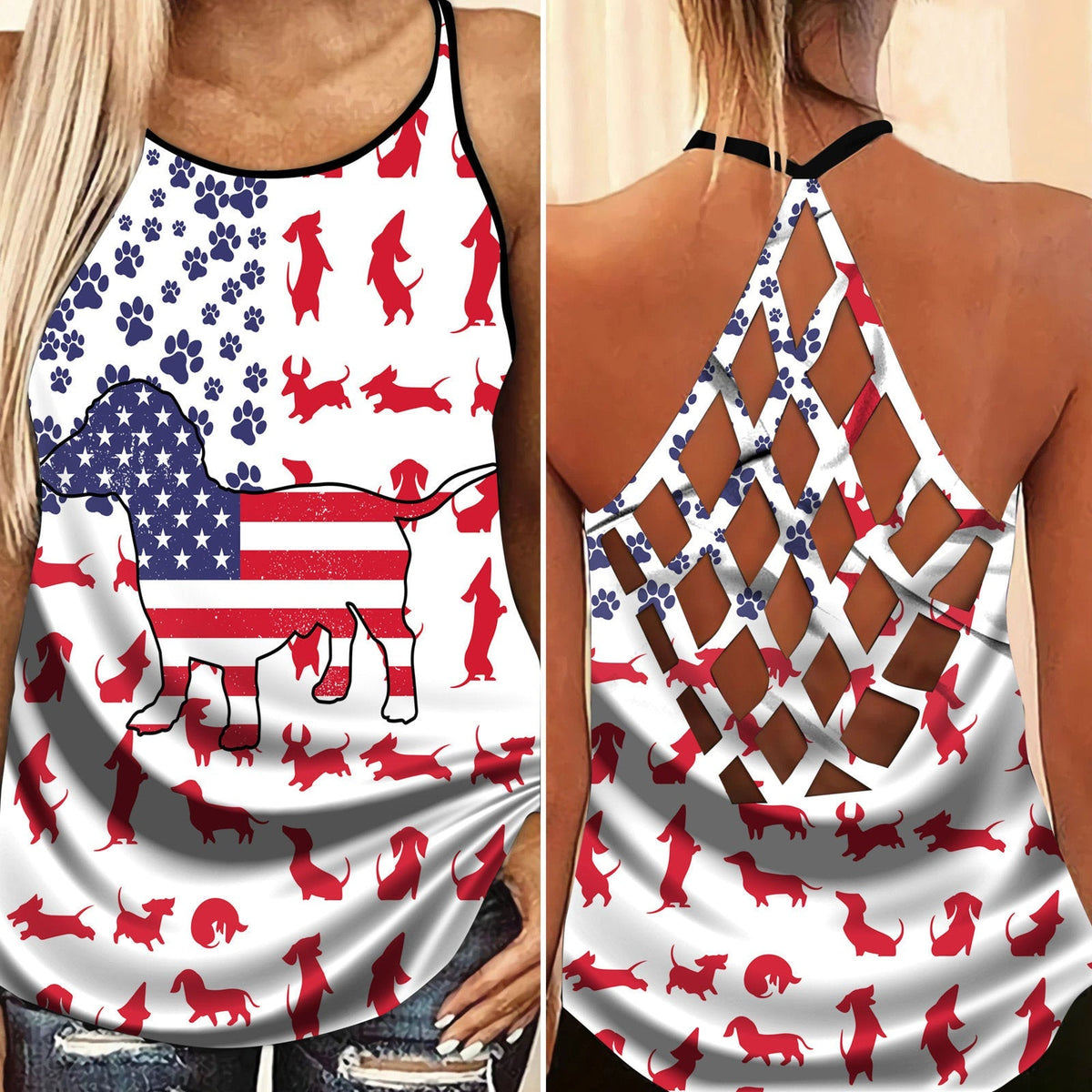 Dachshund Love Summer Hollow Tank Top For Yoga Workouts And Casual Wear