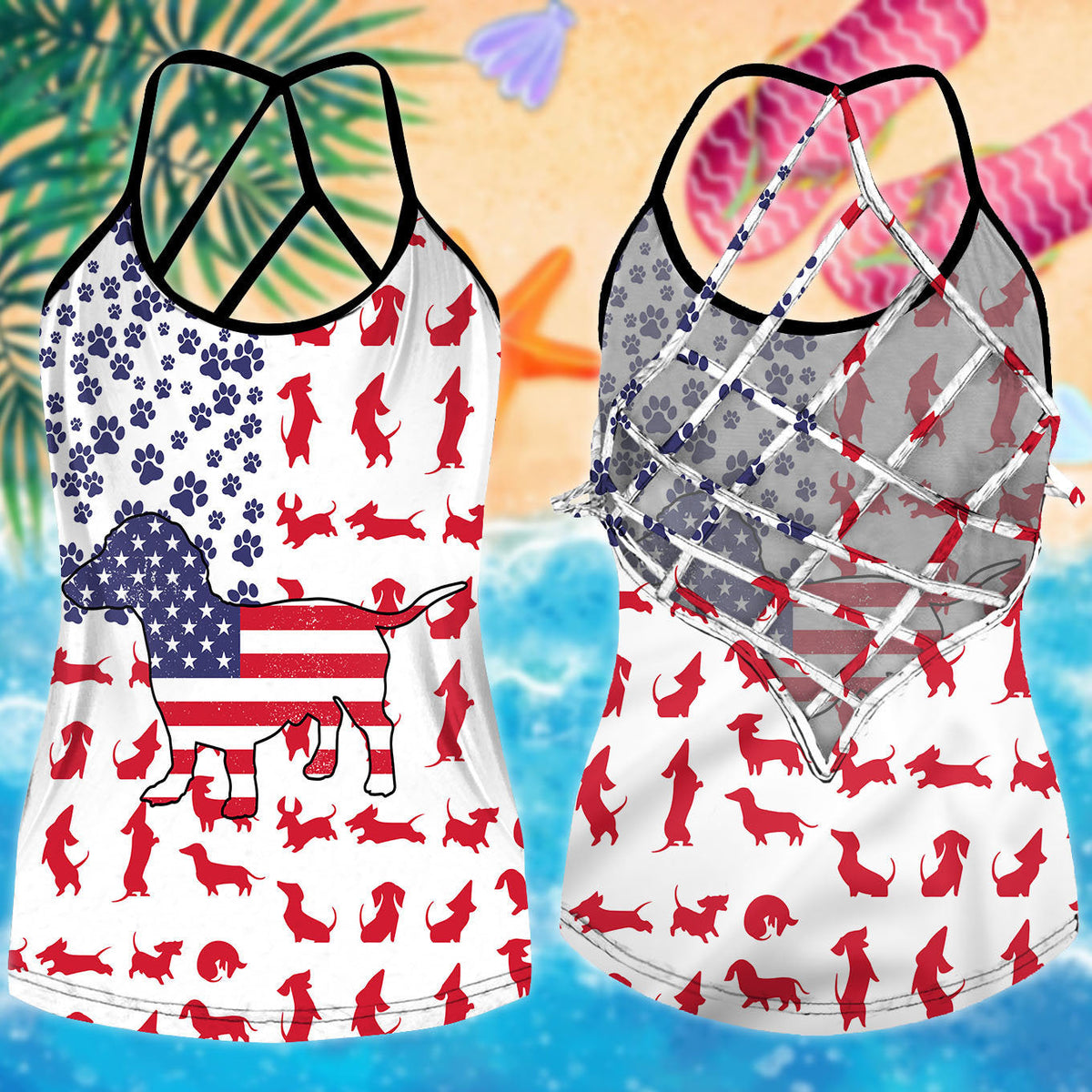 Dachshund Love Summer Hollow Tank Top For Yoga Workouts And Casual Wear