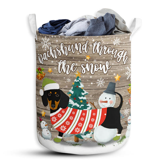 Dachshund Through The Snow Laundry Basket For Bathroom Bedroom Storage
