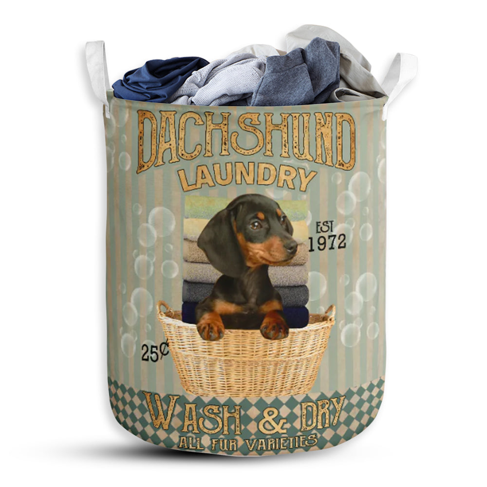 Dachshund Wash And Dry Laundry Basket For Room Home Organizer